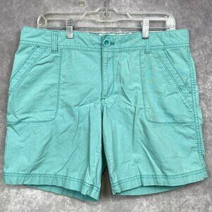 Eddie Bauer Ripstop Shorts Womens 8 Teal Patch Pocket Y2K Hiking Outdoors